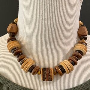 Wood Beaded Choker Necklace